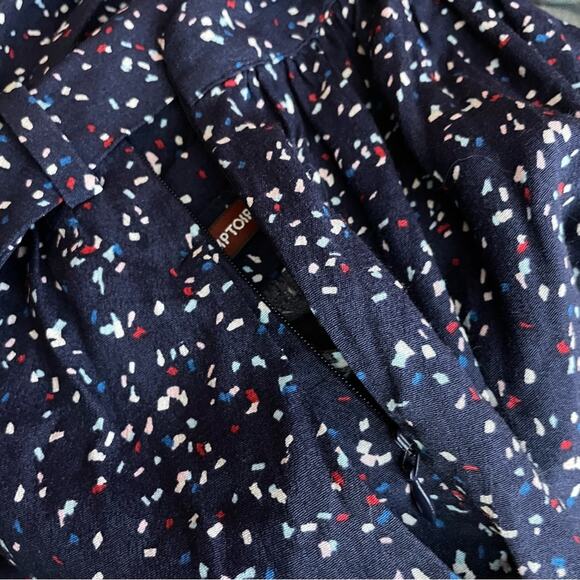 Comptoir Des Cotonniers Navy Blue Confetti Print Bow Waist Flowy Skirt womens S - Picture 10 of 15